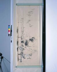 粉本 竹林に群雀 / A Flock of Sparrows in a Bamboo Grove (Shibata Zeshin's Sketch) image
