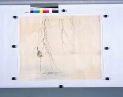 粉本 柳に鶯 / A Bush Warbler on a Willow Tree (Shibata Zeshin's Sketch) image
