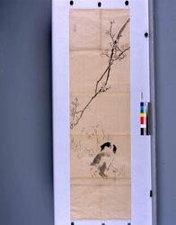 粉本　仔犬と梅 / Puppies and Japanese Plum Flowers (Shibata Zeshin's Sketch) image