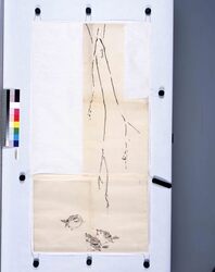 粉本　雀に雪柳 / Sparrows and Snowy Willow (Shibata Zeshin's Sketch) image