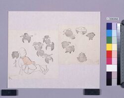 着色墨版 鬘合わせ / Colored Black Print: Wig Fitting (Shibata Zeshin's Block Print, Black Print, Other Prints) image
