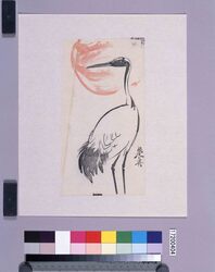 着色墨版　鶴 / Colored Black Print: A Crane (Shibata Zeshin's  Block Print, Black Print, Other Prints) image