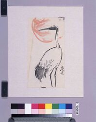 着色墨版 鶴 / Colored Black Print: A Crane (Shibata Zeshin's Block Print, Black Print, Other Prints) image