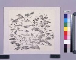 墨版　群雀 / Black Print: A Flock of Sparrows (Shibata Zeshin's  Block Print, Black Print, Other Prints) image