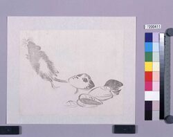墨版 貝と鼠 / Black Print: Shellfishes and a Mouse (Shibata Zeshin's Block Print, Black Print, Other Prints) image