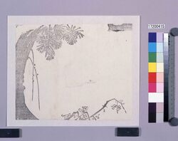 墨版　松梅 / Black Print: A Pine Tree and Japanese Plum Flowers (Shibata Zeshin's  Block Print, Black Print, Other Prints) image