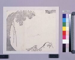 墨版 松梅 / Black Print: A Pine Tree and Japanese Plum Flowers (Shibata Zeshin's Block Print, Black Print, Other Prints) image
