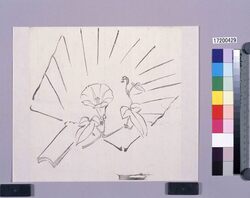 墨版 団扇と朝顔 / Black Print: A Fan and a Morning Glory (Shibata Zeshin's Block Print, Black Print, Other Prints) image