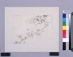 墨版　山家風景 / Black Print: Landscape with Mountain Houses (Shibata Zeshin's  Block Print, Black Print, Other Prints) image