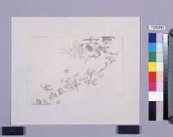 墨版 山家風景 / Black Print: Landscape with Mountain Houses (Shibata Zeshin's Block Print, Black Print, Other Prints) image