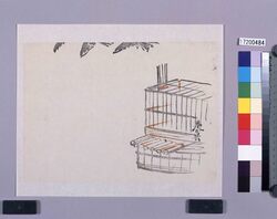 着色墨版　鳥籠 / Colored Black Print: A Bird Cage (Shibata Zeshin's  Block Print, Black Print, Other Prints) image
