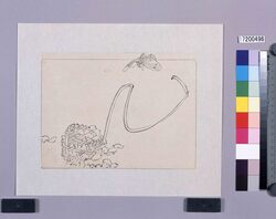 墨版　花籠と蝶 / Black Print: A Flower Basket and a Butterfly (Shibata Zeshin's  Block Print, Black Print, Other Prints) image