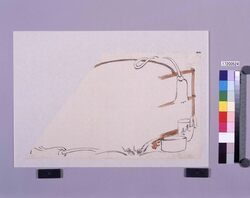 墨版 図案 茶器と掛紐 / Black Print: Design of Tea Ware and a Hook (Shibata Zeshin's Block Print, Black Print, Other Prints) image