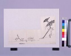 墨版　梅に鶯 / Black Print: Japanese Plum and Bush Warbler (Shibata Zeshin's  Block Print, Black Print, Other Prints) image