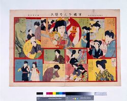 軍国をんな双六(「文芸倶楽部」新年付録) / Gunkoku Onna Sugoroku (Game to Discipline Girls' Way of Life in Wartime), Supplement to Bungei Kurabu's New Year's Issue image