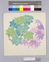 榛原聚玉堂版団扇絵 楓 / Picture on Round Fan by Haibara Shūgyokudō: Maple image