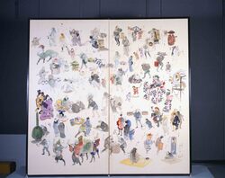 維新前四季往来之図屏風 / Folding Screen with Traffic of People throughout the Four Seasons before the Meiji Restoration image