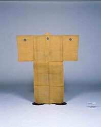 鬱金葵紋帷子 / Katabira Kimono with Hollyhock Crest, Saffron Yellow (Called "Ukon" Color) image