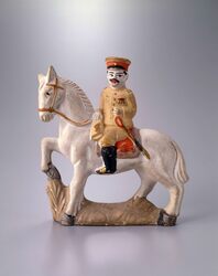 素焼乗馬将校人形 陸軍将校 / Unglazed Horse Riding Officer Doll, Army Officer image