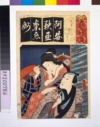 清書七仮名 あけからす浦里時次郎 / Seven Variations of the 'Iroha' Alphabet: 'A' as in 'Akegarasu'. Roles: Urasato and Tokijiro image