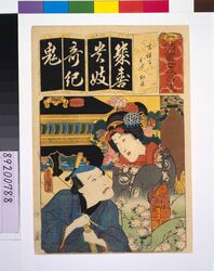 清書七仮名 吉祥寺お七紅長 / Seven Variations of the 'Iroha' Alphabet: 'Ki' as in 'Kichijoji'. Roles: Oshichi and Beninaga image