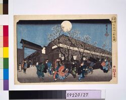東都名所 吉原仲之町夜桜 / Famous Places in the Eastern Capital (Edo): Nighttime Cherry Blossom in Nakanomachi, Yoshiwara Licensed Quarter image