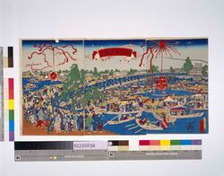 東亰名所之内川開之図 両国橋大花火 image