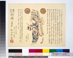 書物錦絵問屋 大黒屋松木平吉引札 / Document and Nishiki-e Wholesaler, Hikifuda for Matsuki Heikichi, Daikokuya image