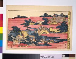 浮絵 亀戸天満宮藤花盛之図 / Uki-e (Perspective Picture): Wisteria in Full Bloom at Kameido Tenmangu Shrine image