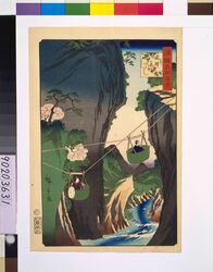 諸国名所百景 飛騨篭わたし / One Hundred Views of Famous Places in the Provinces: Basket Crossing, Hida image