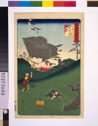 諸国名所百景 伊予峰越鳧坂網 / One Hundred Views of Famous Places in the Provinces: Catching Ducks in Nets, Ogoshi, Iyo image