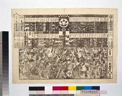 江戸大地震新焼場附 (顔見世番付仕立) / New Locations of Fires Caused by the Great Earthquake in Edo (Kaomise Banzuke Style) image