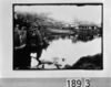 庭園の池で釣りをする男/Man Fishing in a Garden Pond image