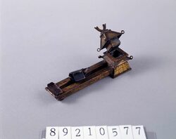 城形舟付飾り豆矢立 / Decorative Castle-shaped Mame Yatate (Small Portable Writing Set) with a Boat image