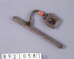 おかめ面付豆矢立 / Mame Yatate (Small Portable Writing Set) with Okame Mask image