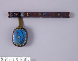 花蝶図七宝矢立 / Cloisonné Yatate (Portable Writing Set) with Illustration of Flowers and Butterflies image