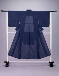 着物(単衣) 紺麻地 / Kimono (Unlined), Navy Blue Linen image