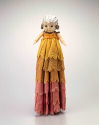 セルロイド人形 巻髪女子(紙製衣装付) / Celluloid Doll, Curly-Haired Girl (with Paper Clothing) image