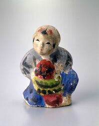 相良人形 兜持ち子 / Sagara Ningyō Doll, Child Holding a Kabuto Helmet image