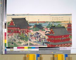 東京名所浅草金龍山境内よりすみだ川略図 / Famous Places of Tokyo : Overview of the Precincts of Kinryuzan Temple in Asakusa and the Sumida River image