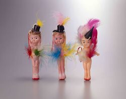 セルロイド人形 羽毛付踊り子風(紐付) / Celluloid Doll, Dancer with Feathers, with String image