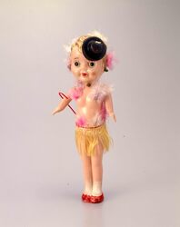 セルロイド人形 羽毛付踊り子風 / Celluloid Doll, Dancer with Feathers image