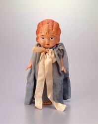 セルロイド人形 巻髪女子(衣装付) / Celluloid Doll, Curly Haired Girl (with Clothes) image