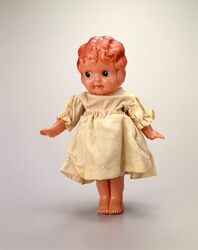 セルロイド人形 巻髪女子(衣装付) / Celluloid Doll, Curly Haired Girl (with Clothes) image