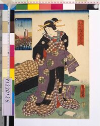 江戸名所百人美女 両国はし / One Hundred Beautiful Women at Famous Places in Edo : Ryogokubashi Bridge image