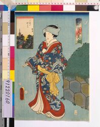 江戸名所百人美女 三縁山増上寺 / One Hundred Beautiful Women at Famous Places in Edo : Sanenzan Zojoji Temple image