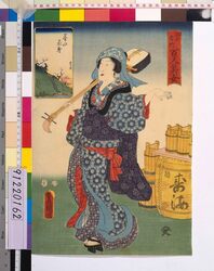 江戸名所百人美女 墨水花台 / One Hundred Beautiful Women at Famous Places in Edo : The Flower　Viewing Terrace on Sumidagawa River image