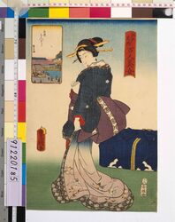 江戸名所百人美女 三味せんぼり / One Hundred Beautiful Women at Famous Places in Edo :Shamisenbori image