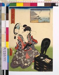 江戸名所百人美女 柳はし / One Hundred Beautiful Women at Famous Places in Edo : Yanagibashi image