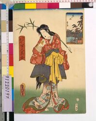 江戸名所百人美女 鏡ケ池 / One Hundred Beautiful Women at Famous Places in Edo : Kagamigaike Pond image